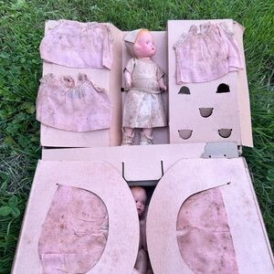 Vintage 1930s quintuplets and nurse doll set
